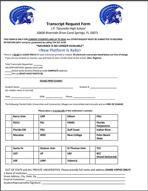 transcript request